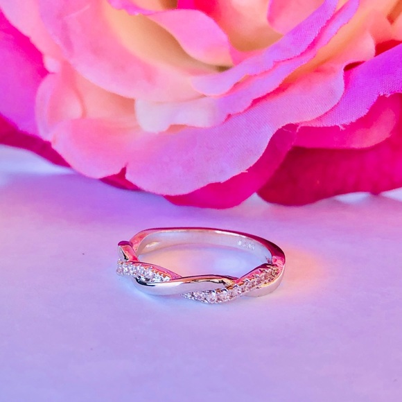 Sterling Silver White Sapphire Infinity Ring - Picture 6 of 8